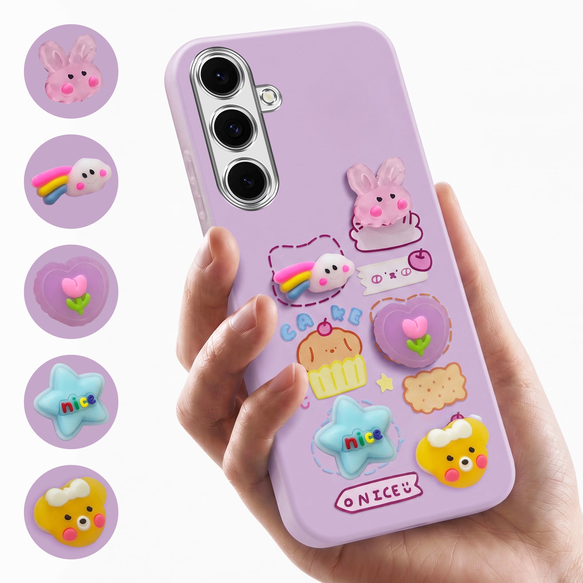 For Samsung Galaxy S24 FE Back Cover Case (3D Cute Cartoons | Hard Back Side Soft | Matte Premium Finish | HD Printing)