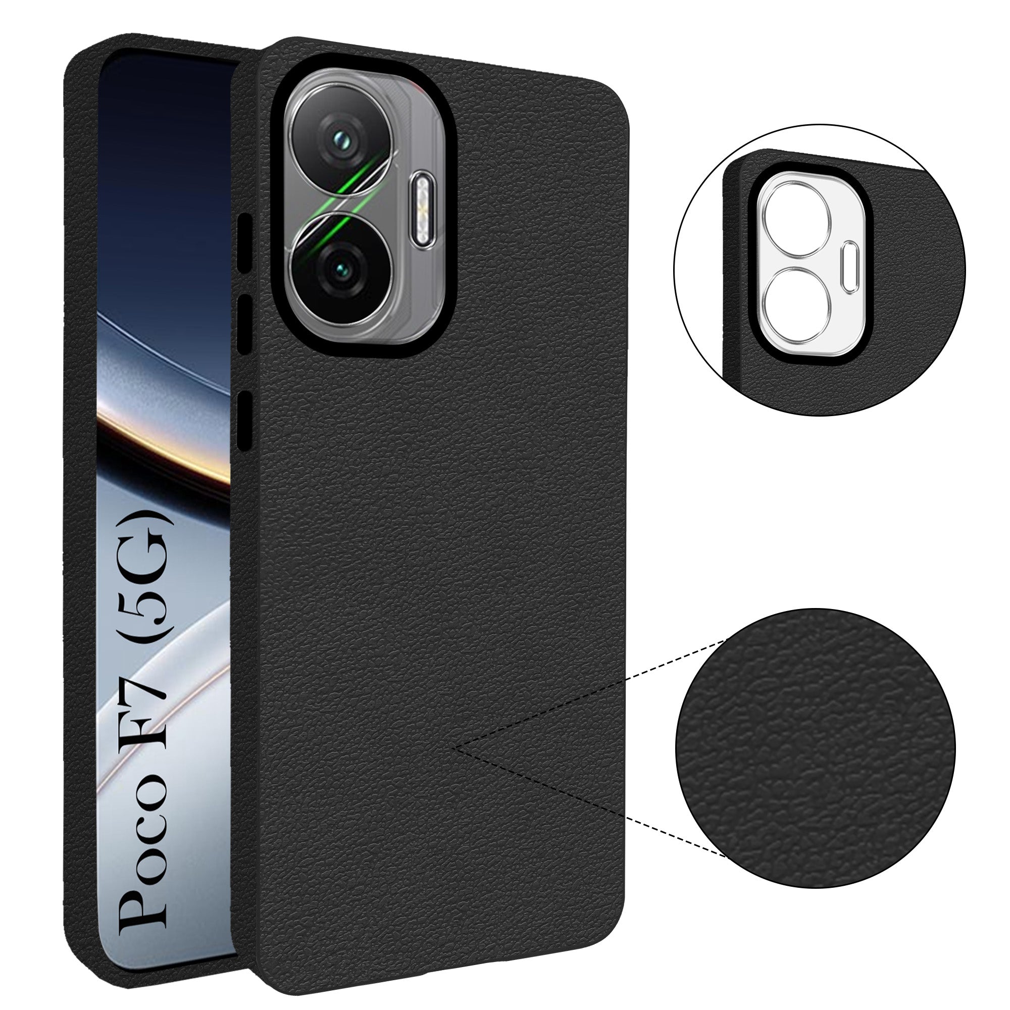 For Xiaomi Poco F7 5G Back Cover Case (Glass Like Camera Protection | Leather Feel | Minimalist Professional Grip)
