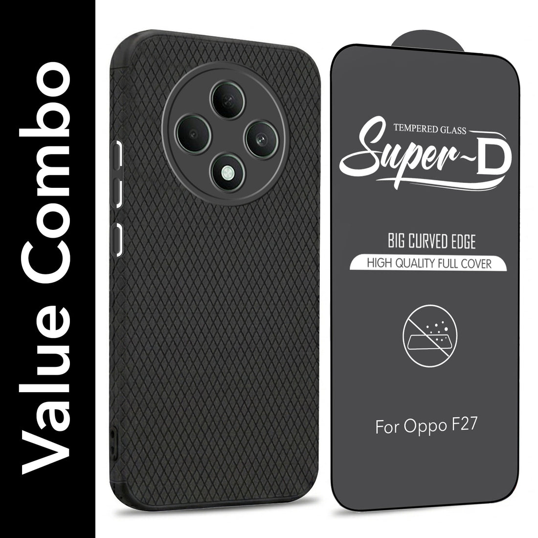 For Oppo F27 5G Combo with Back Cover and 9H Tempered Glass (Liquid Silicone | Camera Protection | Oleophobic Coating Screen Glass)
