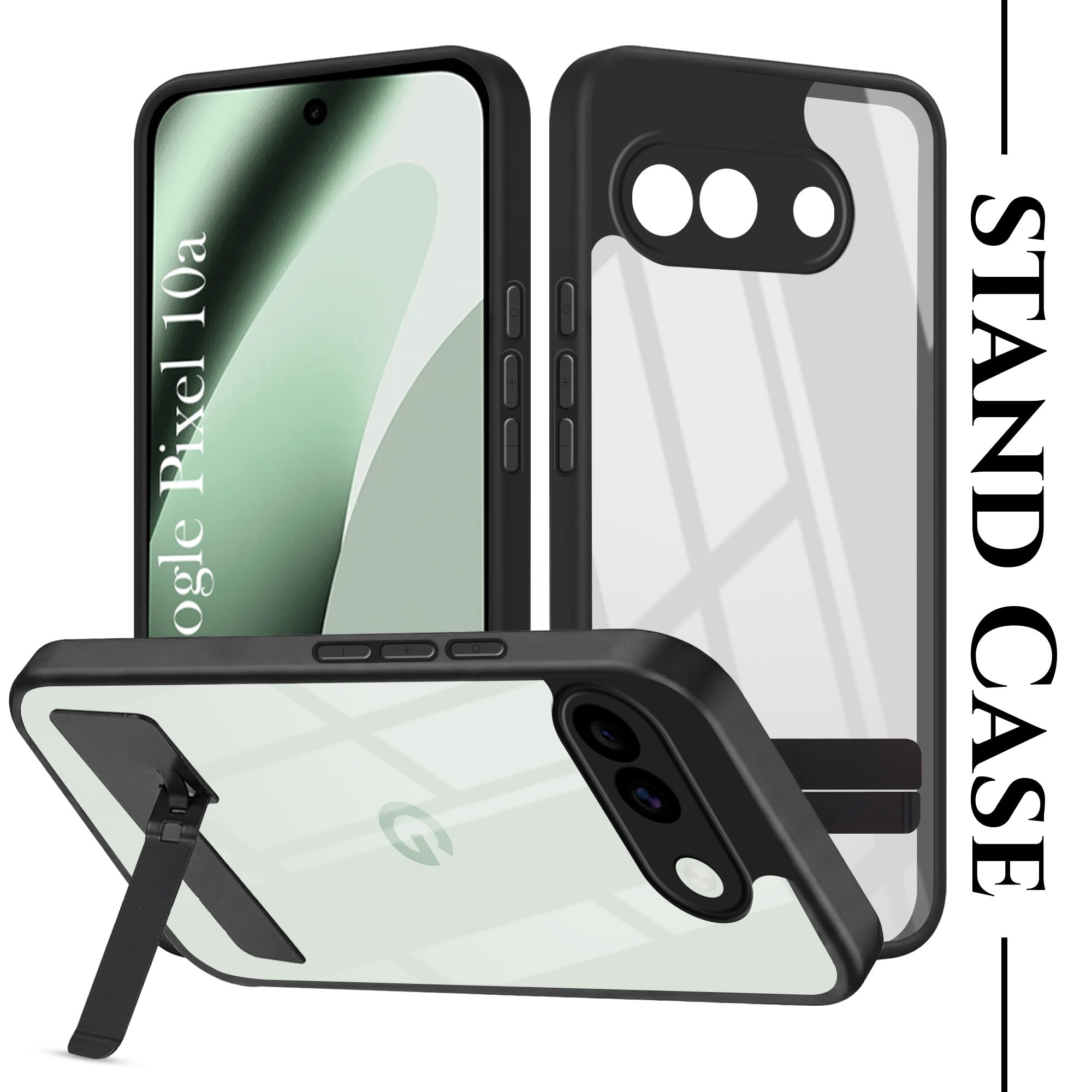 For Google Pixel 10a Back Cover Case (Built-in Stand | Lifetime Anti Yellow | Kickstand Shockproof | Camera Protection | MagSafe Compatible)