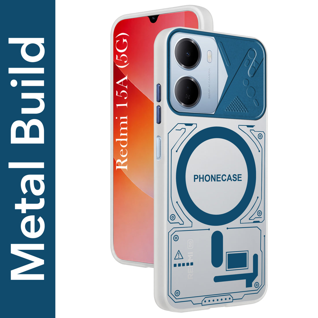 For Redmi 15A 5G Metallic Back Cover Case (Metallic Camera Protection & Buttons | Translucent Milky Shade | Hard Polycarbonate)