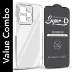 For Realme 15 Combo with Back Cover and 9H Tempered Glass (Lifetime Anti-Yellow | Sleek Hard Crystal | Oleophobic Coating Screen Glass)