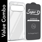 For Google Pixel 11 Combo with Back Cover and 9H Tempered Glass (Lifetime Anti-Yellow | Sleek Hard Crystal | Oleophobic Coating Screen Glass)