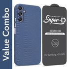 For Samsung Galaxy M35 5G Combo with Back Cover and 9H Tempered Glass (Liquid Silicone | Camera Protection | Oleophobic Coating Screen Glass)