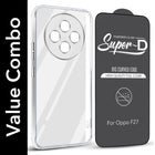 For Oppo F27 5G Combo with Back Cover and 9H Tempered Glass (Lifetime Anti-Yellow | Sleek Hard Crystal | Oleophobic Coating Screen Glass)