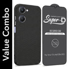 For Vivo Y28s 5G | Vivo T3 Lite 5G Combo with Back Cover and 9H Tempered Glass (Liquid Silicone | Camera Protection | Oleophobic Coating Screen Glass)