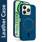 For Realme C63 4G Back Cover Case Leather Finish (MagSafe Compatible Wireless Charging | Soft Touch | Camera Bump Protection)
