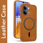 For Vivo Y05 4G | Vivo T5 Lite 5G Back Cover Case Leather Finish (MagSafe Compatible Wireless Charging | Soft Touch | Camera Bump Protection)