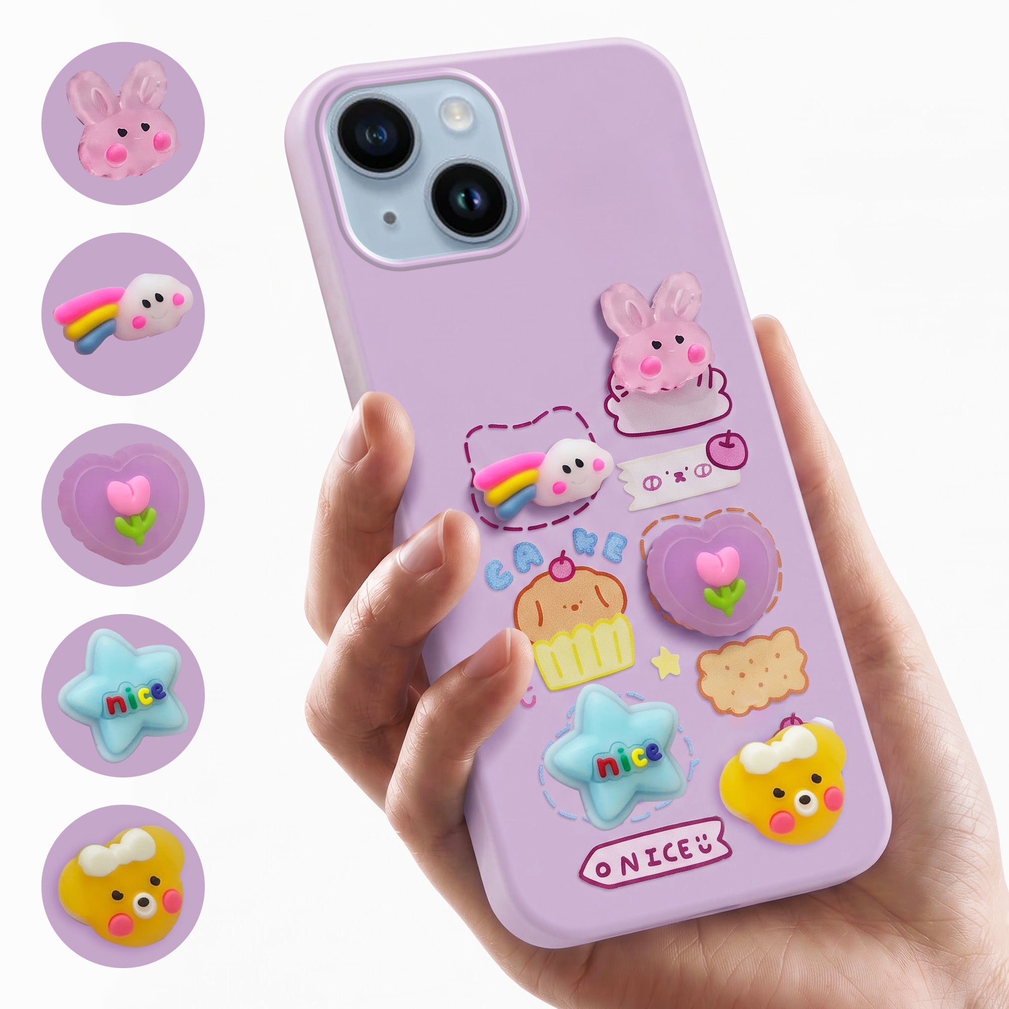 For Apple iPhone 14 Back Cover Case (Cute 3D cartoon charms design | Slim Aesthetic Case for Girls | Camera Protection | Hard Unbreakable)