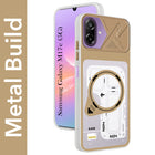 For Samsung Galaxy M17e Metallic Back Cover Case (Metallic Camera Protection & Buttons | Translucent Milky Shade | Hard Polycarbonate)