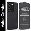 For Vivo Y200e Combo with Back Cover and 9H Tempered Glass (Textured Grip Design | Micro-Fiber Cloth Inside | Oleophobic Coating Screen Glass)