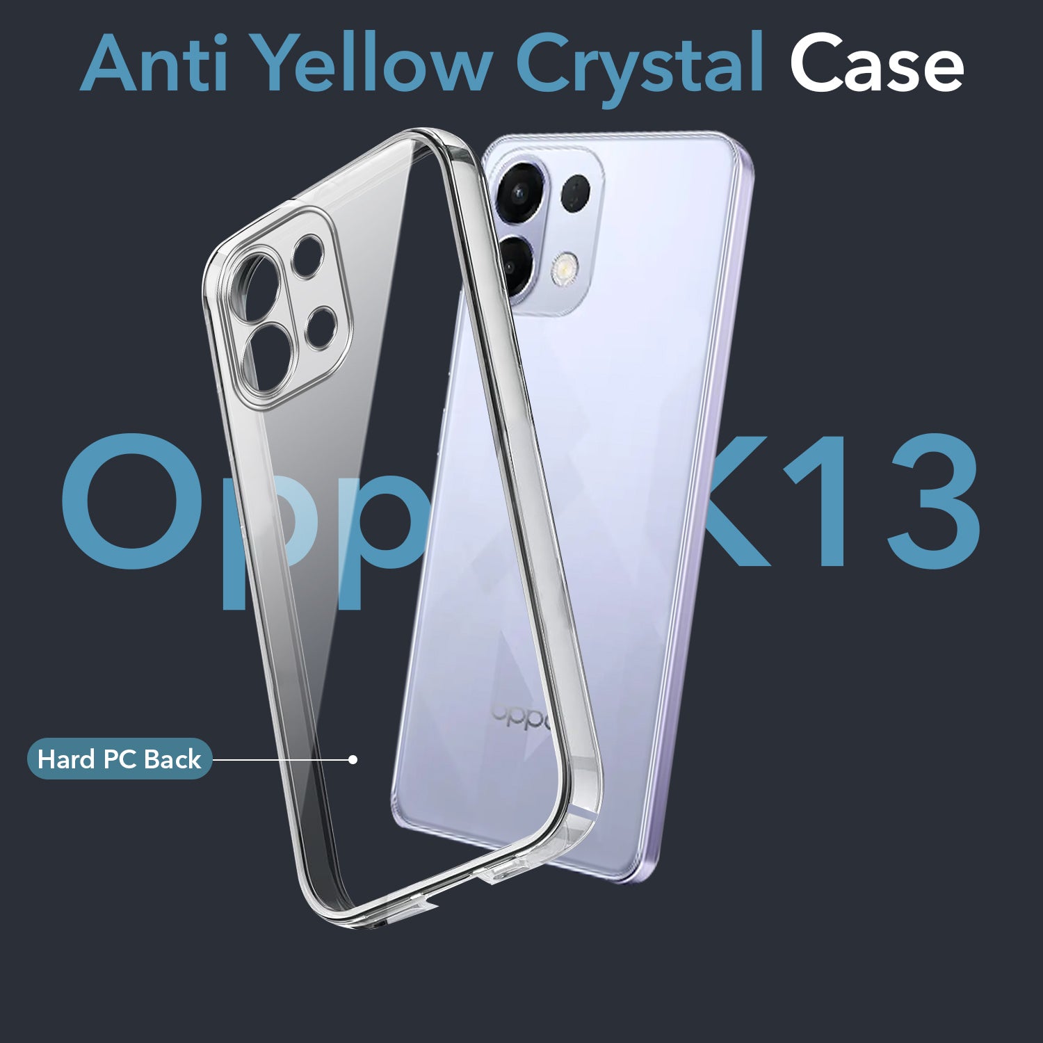 For Oppo K13 Back Cover Case (Hard Anti Yellow Clear Case | Sleek Hard Crystal Clear | Drop & Camera Protection | Shockproof Polycarbonate)