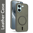 For Poco X8 Pro Back Cover Case Leather Finish (MagSafe Compatible Wireless Charging | Soft Touch | Camera Bump Protection)