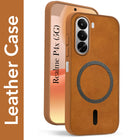 For Realme P4x Back Cover Case Leather Finish (MagSafe Compatible Wireless Charging | Soft Touch | Camera Bump Protection)