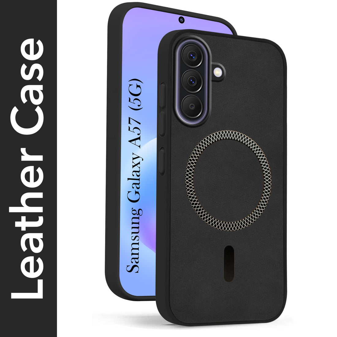 For Samsung Galaxy A57 5G Back Cover Case Leather Finish (MagSafe Compatible Wireless Charging | Soft Touch | Camera Bump Protection)
