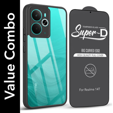 For Realme 14T Combo with Back Cover and 9H Tempered Glass (Lifetime Anti-Yellow | Crystal Clear Shockproof | Oleophobic Coating Screen Glass)