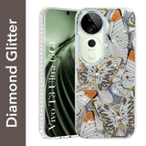For Vivo T3 Ultra Back Cover Case (Luxury Floral Glitter Cute Butterfly | Diamond Studded Camera Bump | Girls & Women Design)