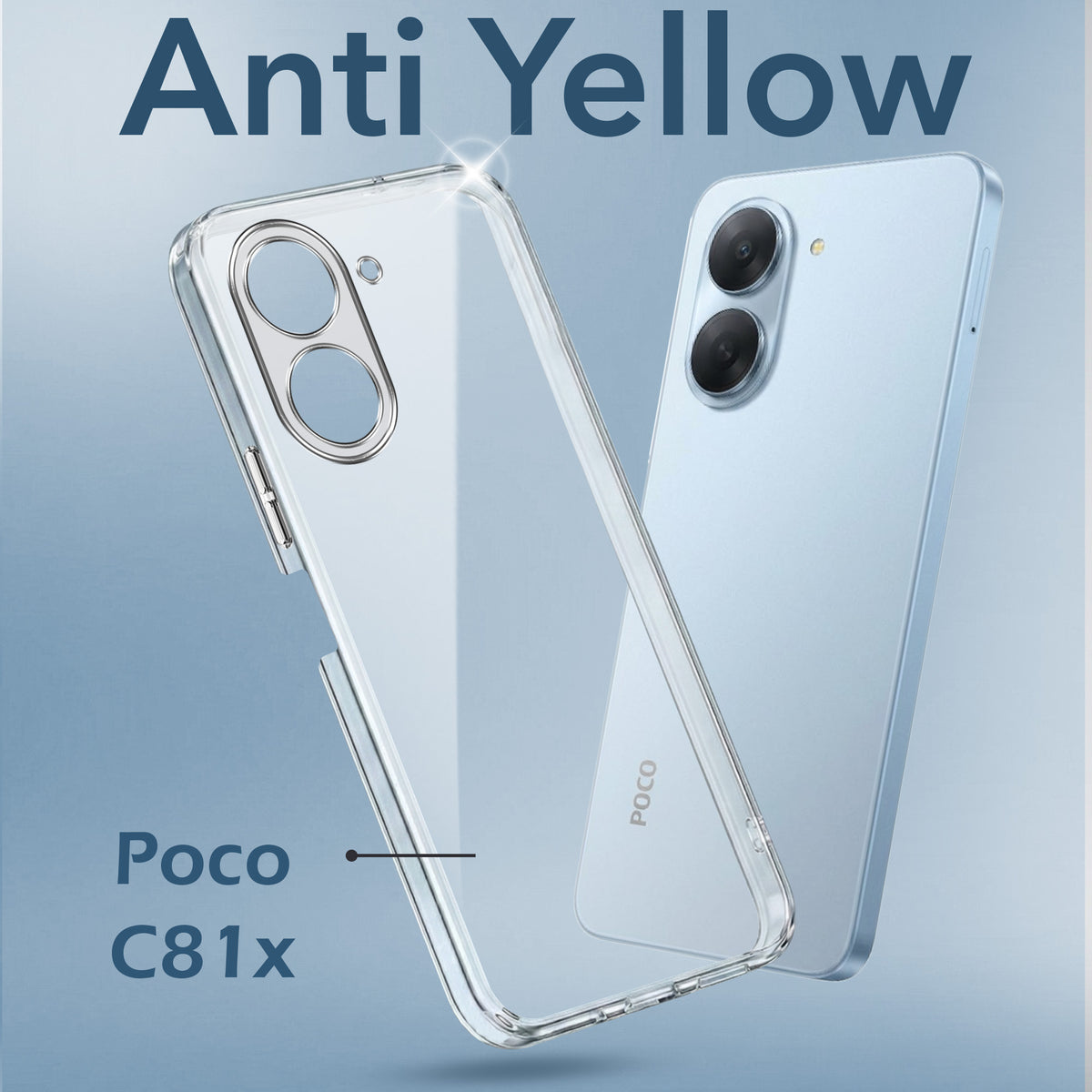 For Poco C81x Back Cover Case Lifetime Anti-Yellow Clear (Sleek Hard Crystal | Shockproof and Camera Protection)