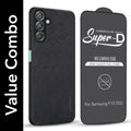For Samsung Galaxy F15 5G Combo with Back Cover and 9H Tempered Glass (Textured Grip Design | Micro-Fiber Cloth Inside | Oleophobic Coating Screen Glass)