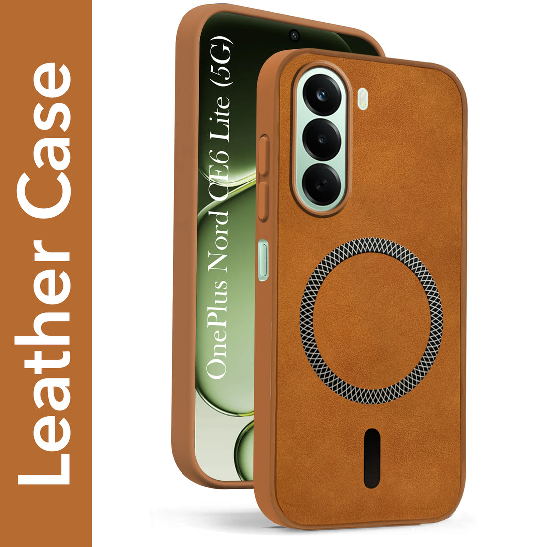 For OnePlus Nord CE 6 Lite Back Cover Case Leather Finish (MagSafe Compatible Wireless Charging | Soft Touch | Camera Bump Protection)