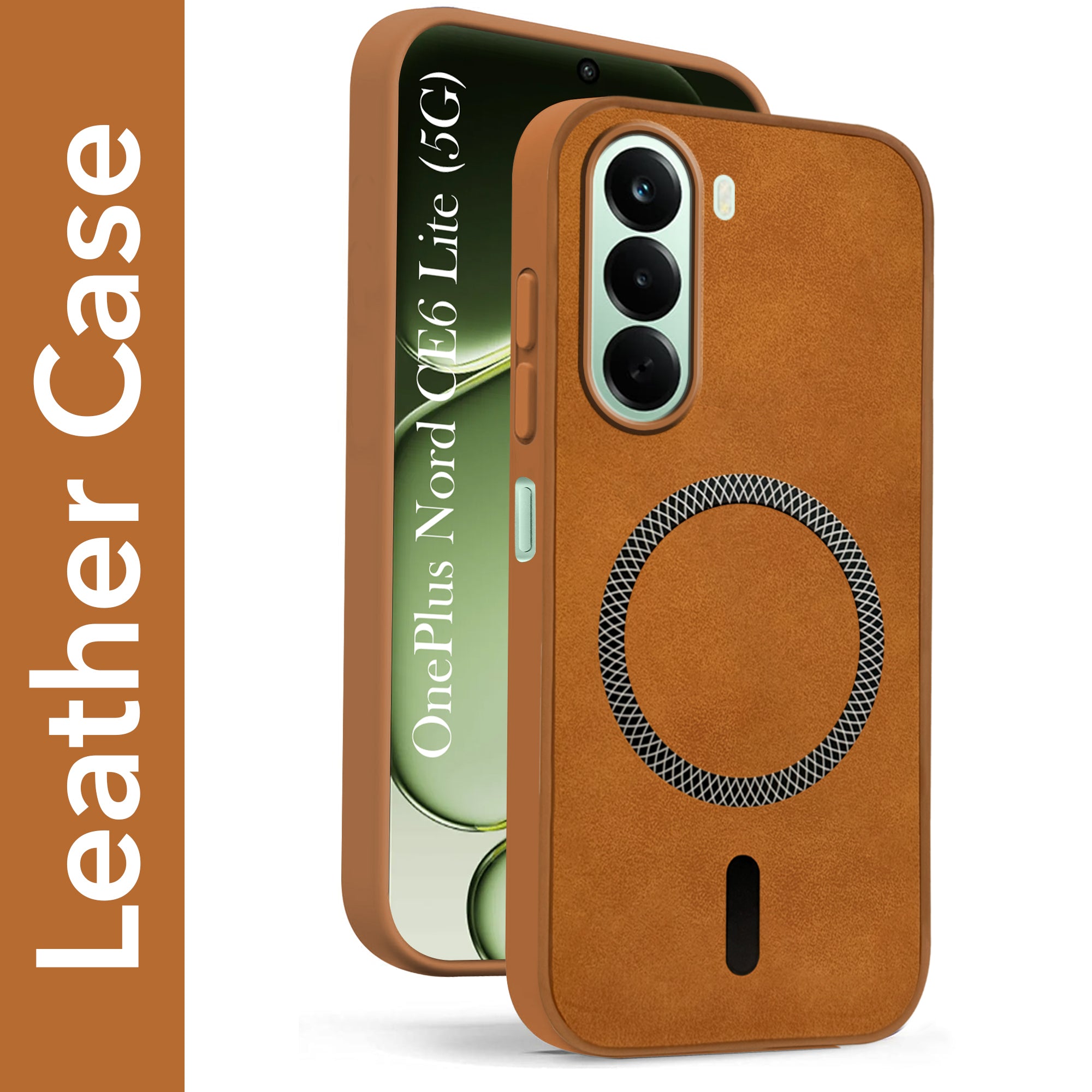 For OnePlus Nord CE 6 Lite Back Cover Case Leather Finish (MagSafe Compatible Wireless Charging | Soft Touch | Camera Bump Protection)