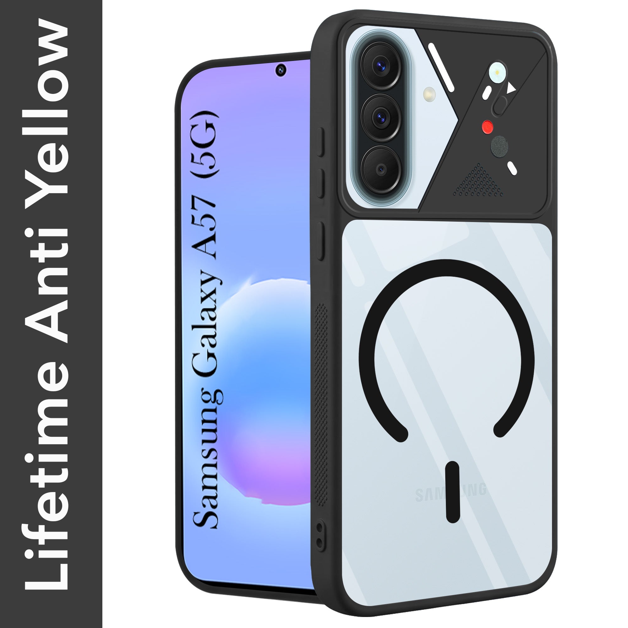 For Samsung Galaxy A57 5G Back Cover Case Lifetime Anti-Yellow Clear (Camera Protection | Side Grip | Wireless MagSafe Compatible)