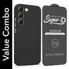 For Vivo Y200e Combo with Back Cover and 9H Tempered Glass (Liquid Silicone | Camera Protection | Oleophobic Coating Screen Glass)