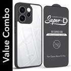 For Oppo Reno15 Pro 5G | Oppo Reno 15 Pro 5G Combo with Back Cover and 9H Tempered Glass (Lifetime Anti-Yellow | Crystal Clear Shockproof | Oleophobic Coating Screen Glass)