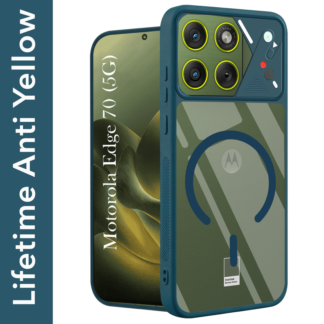 For Motorola Moto Edge 70 Back Cover Case Lifetime Anti-Yellow Clear (Camera Protection | Side Grip | Wireless MagSafe Compatible)