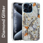 For Apple iPhone 15 Pro Max Back Cover Case (Luxury Floral Glitter Cute Butterfly | Diamond Studded Camera Bump | Girls & Women Design)