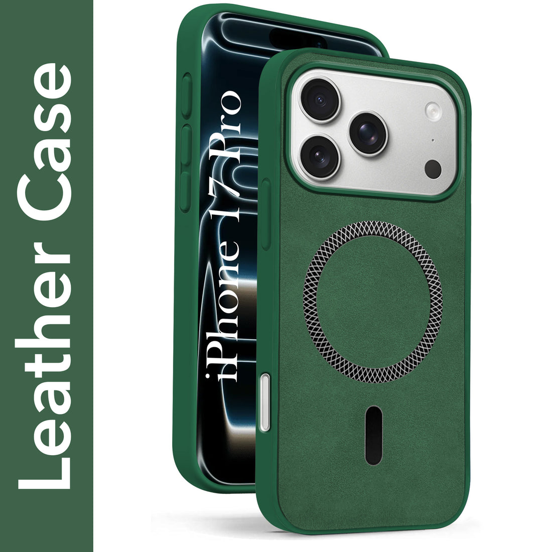 For Apple iPhone 17 Pro Back Cover Case Leather Finish (MagSafe Compatible Wireless Charging | Soft Touch | Camera Bump Protection)