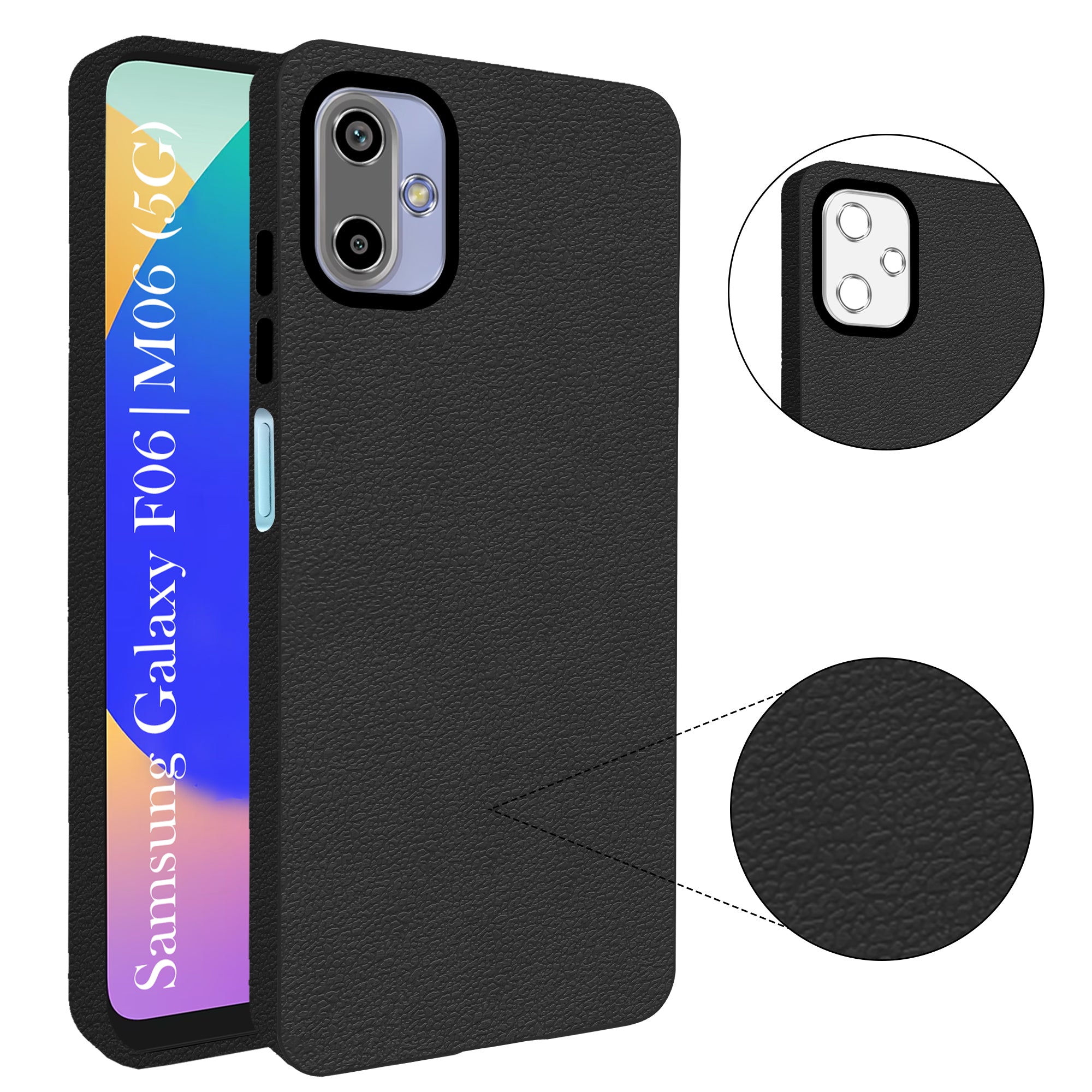For Samsung Galaxy F06 | Samsung Galaxy M06 Back Cover Case (Glass Like Camera Protection | Leather Feel | Minimalist Professional Grip)