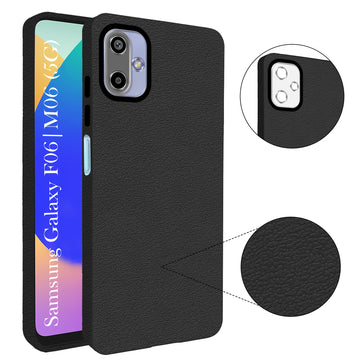 For Samsung Galaxy F06 | Samsung Galaxy M06 Back Cover Case (Glass Like Camera Protection | Leather Feel | Minimalist Professional Grip)