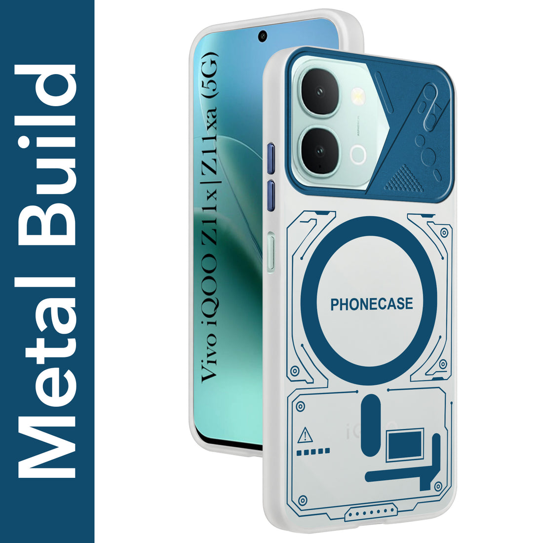 For iQOO Z11x | iQOO Z11xa Metallic Back Cover Case (Metallic Camera Protection & Buttons | Translucent Milky Shade | Hard Polycarbonate)
