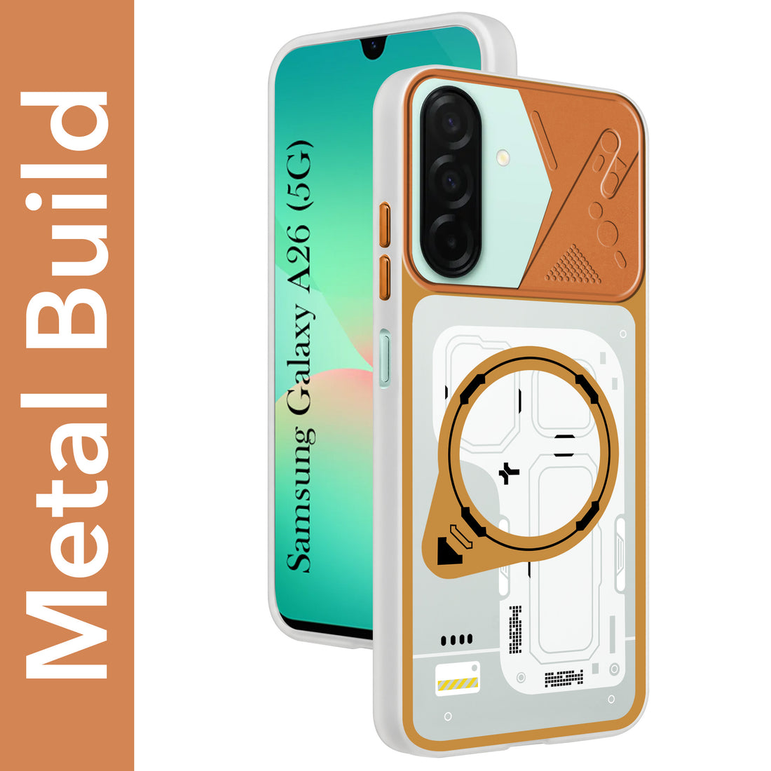 For Samsung Galaxy A26 5G Metallic Back Cover Case (Metallic Camera Protection & Buttons | Translucent Milky Shade | Hard Polycarbonate)