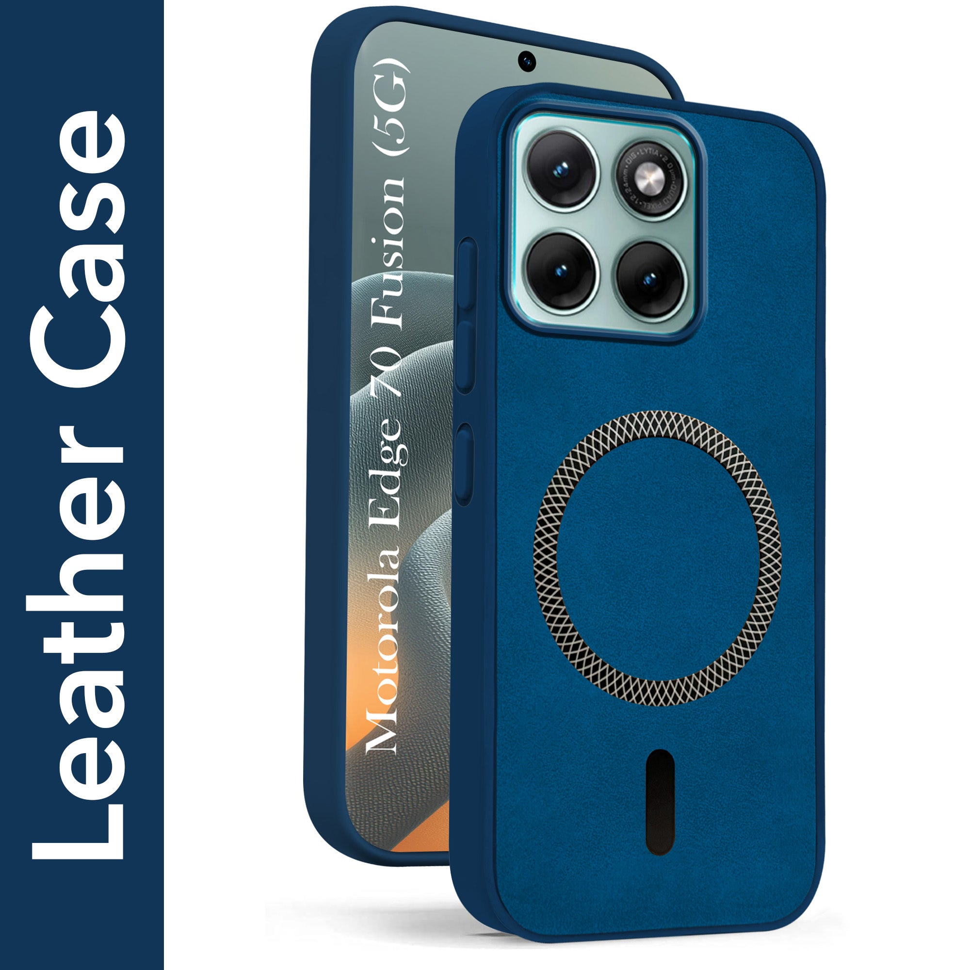 For Motorola Moto Edge 70 Fusion Back Cover Case Leather Finish (MagSafe Compatible Wireless Charging | Soft Touch | Camera Bump Protection)
