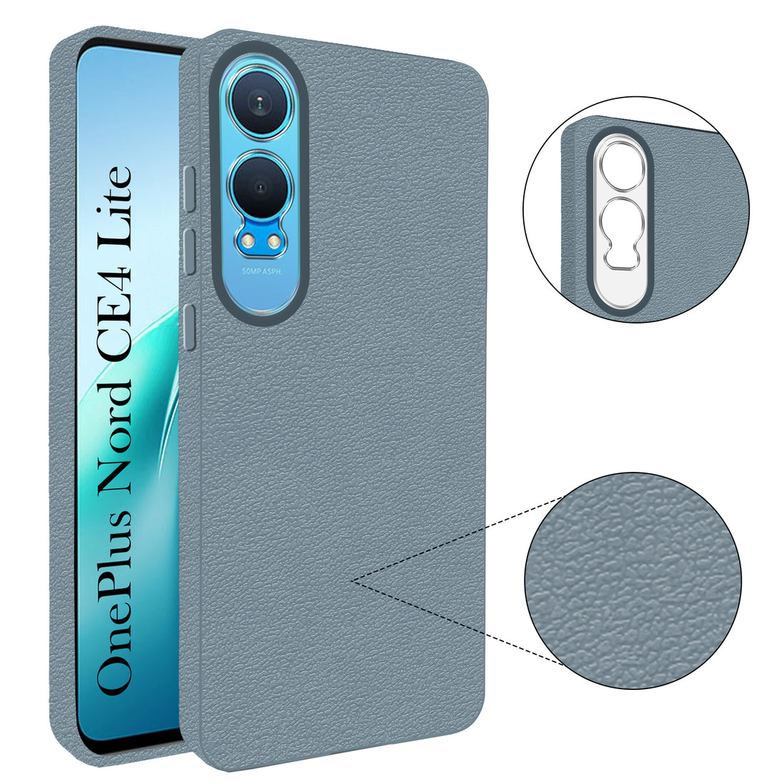 For OnePlus Nord CE 4 Lite Back Cover Case (Glass Like Camera Protection | Leather Feel | Minimalist Professional Grip)