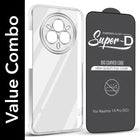 For Realme 14 Pro Combo with Back Cover and 9H Tempered Glass (Lifetime Anti-Yellow | Sleek Hard Crystal | Oleophobic Coating Screen Glass)