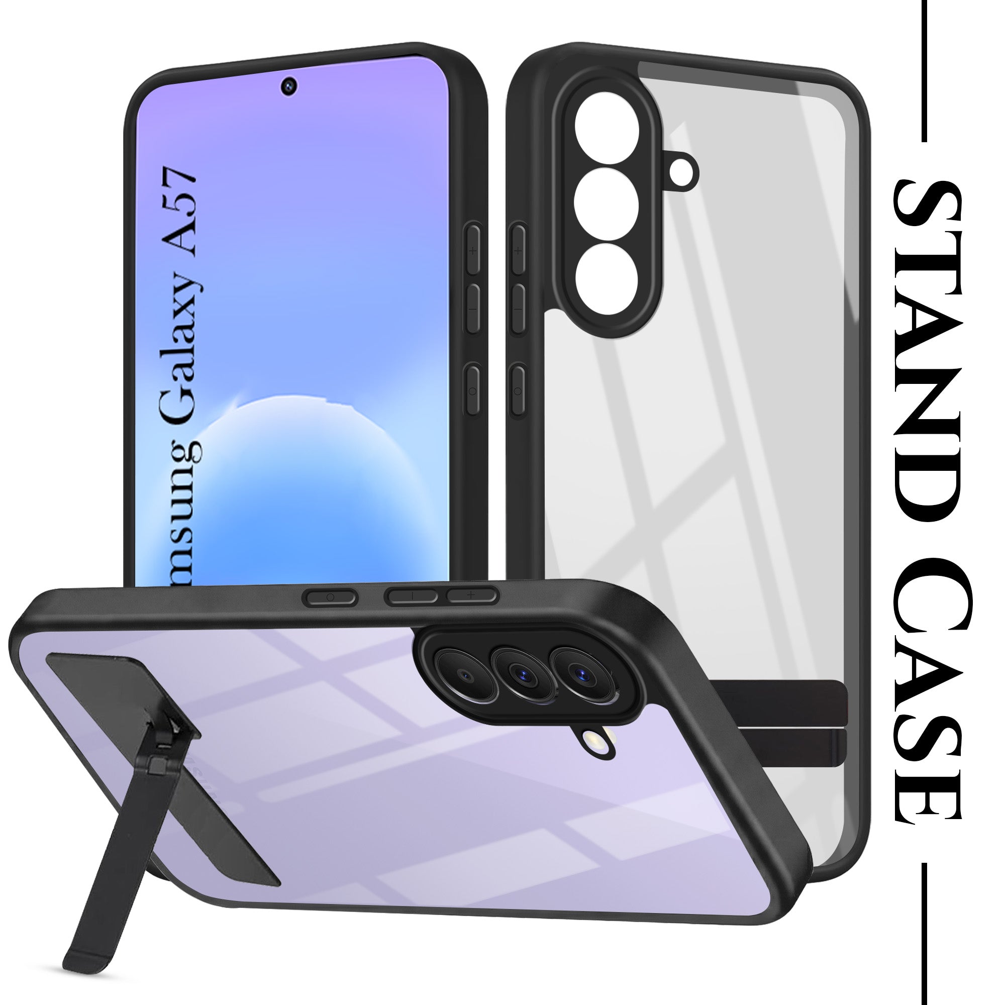 For Samsung Galaxy A57 5G Back Cover Case (Built-in Stand | Lifetime Anti Yellow | Kickstand Shockproof | Camera Protection | MagSafe Compatible)
