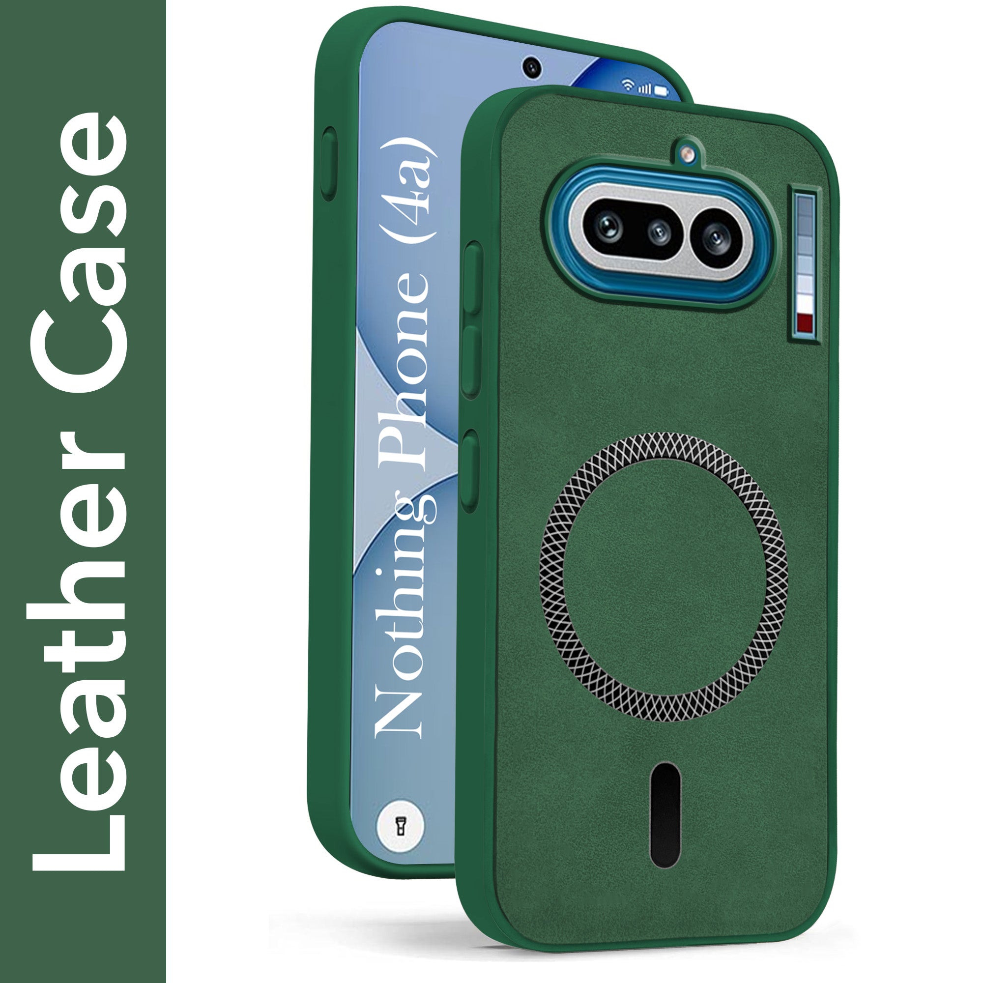 For Nothing Phone 4A 5G Back Cover Case Leather Finish (MagSafe Compatible Wireless Charging | Soft Touch | Camera Bump Protection)