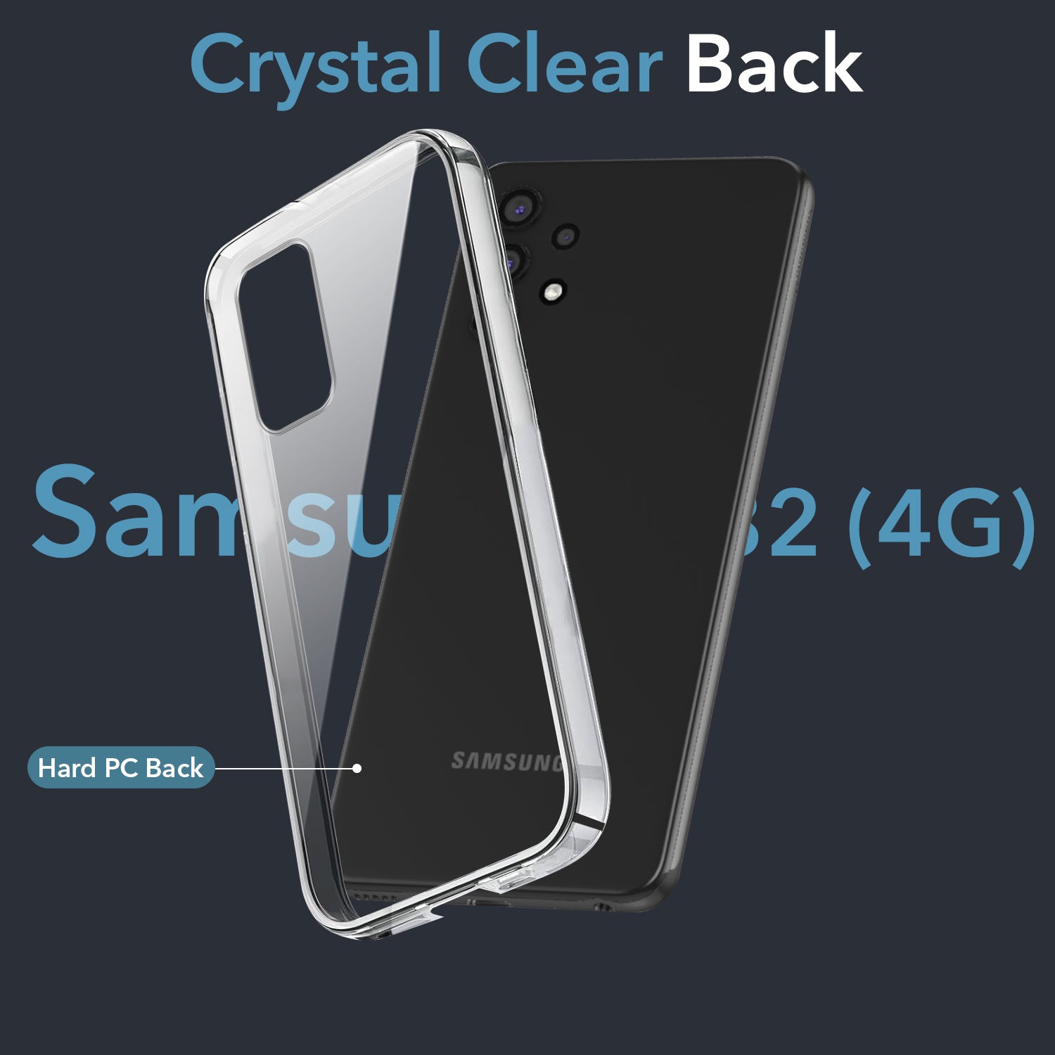 For Samsung Galaxy A32 4G Back Cover Case (Hard Anti Yellow Clear Case | Drop & Camera Protection | Shockproof Polycarbonate)