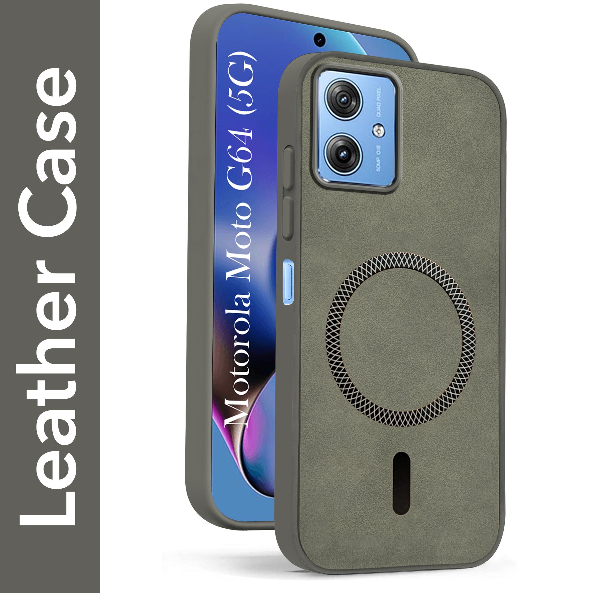For Motorola Moto G64 5G Back Cover Case Leather Finish (MagSafe Compatible Wireless Charging | Soft Touch | Camera Bump Protection)
