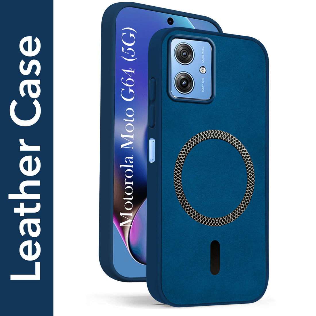 For Motorola Moto G64 5G Back Cover Case Leather Finish (MagSafe Compatible Wireless Charging | Soft Touch | Camera Bump Protection)