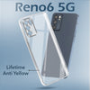 For Oppo Reno6 5G | Reno 6 5G Back Cover Case Lifetime Anti-Yellow Clear (Sleek Hard Crystal | Shockproof and Camera Protection)