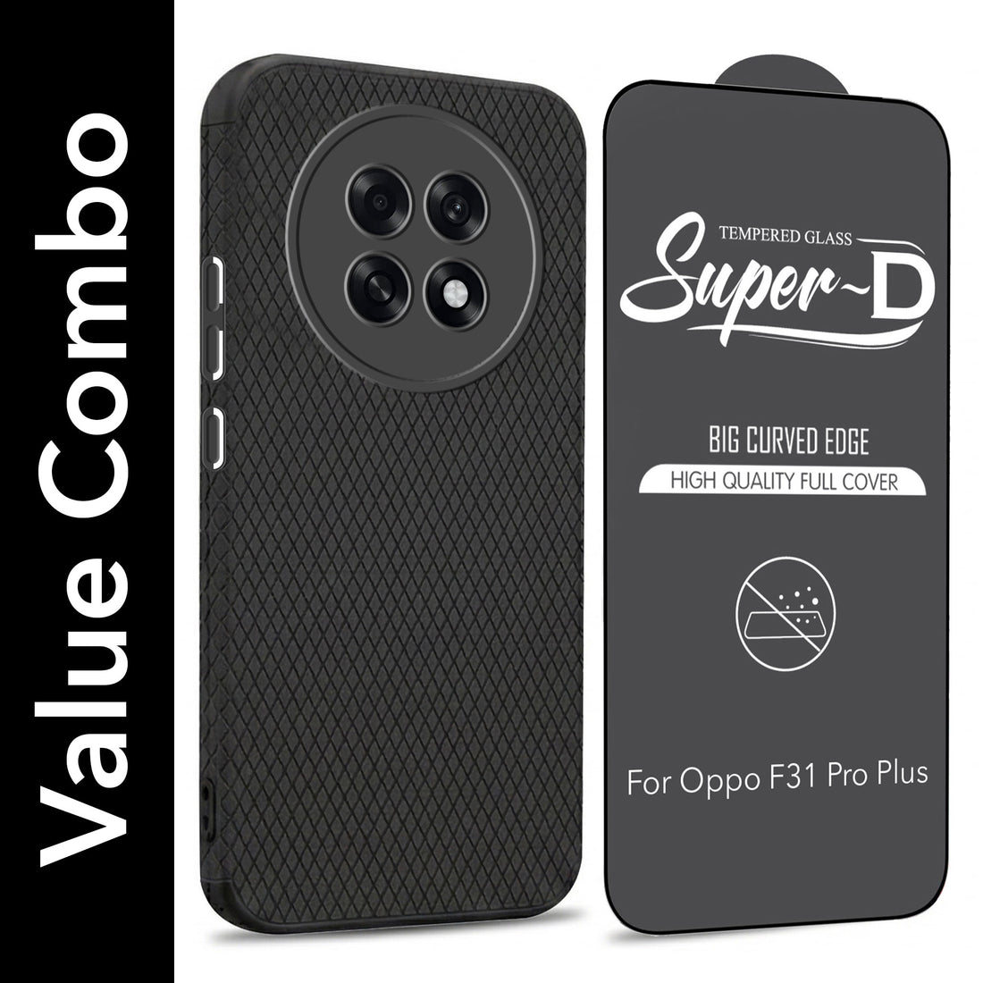 For Oppo F31 Pro Plus Combo with Back Cover and 9H Tempered Glass (Liquid Silicone | Camera Protection | Oleophobic Coating Screen Glass)