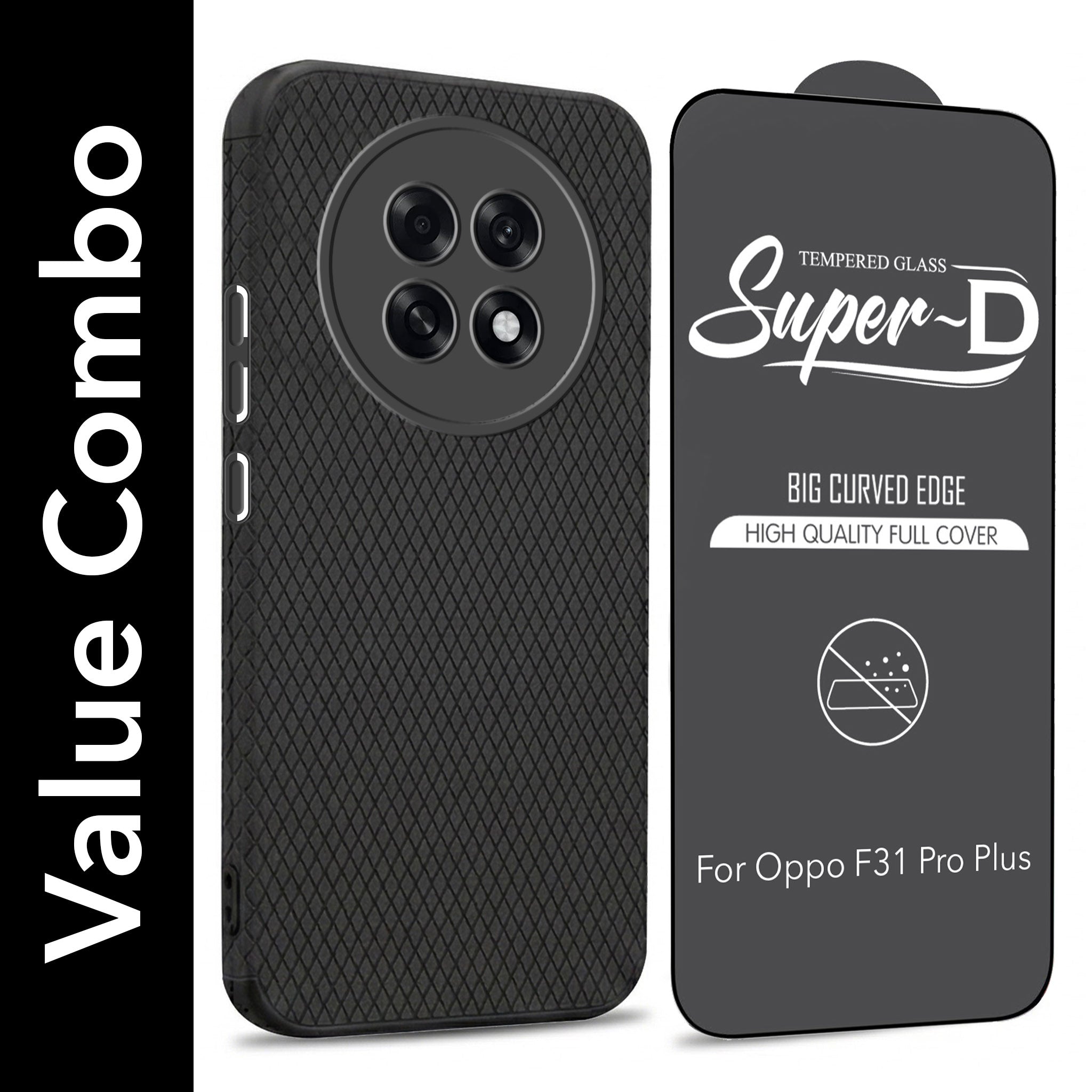 For Oppo F31 Pro Plus Combo with Back Cover and 9H Tempered Glass (Liquid Silicone | Camera Protection | Oleophobic Coating Screen Glass)