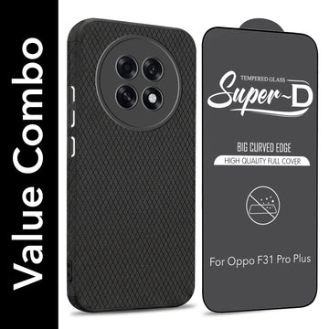For Oppo F31 Pro Plus Combo with Back Cover and 9H Tempered Glass (Liquid Silicone | Camera Protection | Oleophobic Coating Screen Glass)