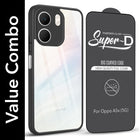 For Oppo A5X Combo with Back Cover and 9H Tempered Glass (Lifetime Anti-Yellow | Sleek Hard Crystal | Oleophobic Coating Screen Glass)