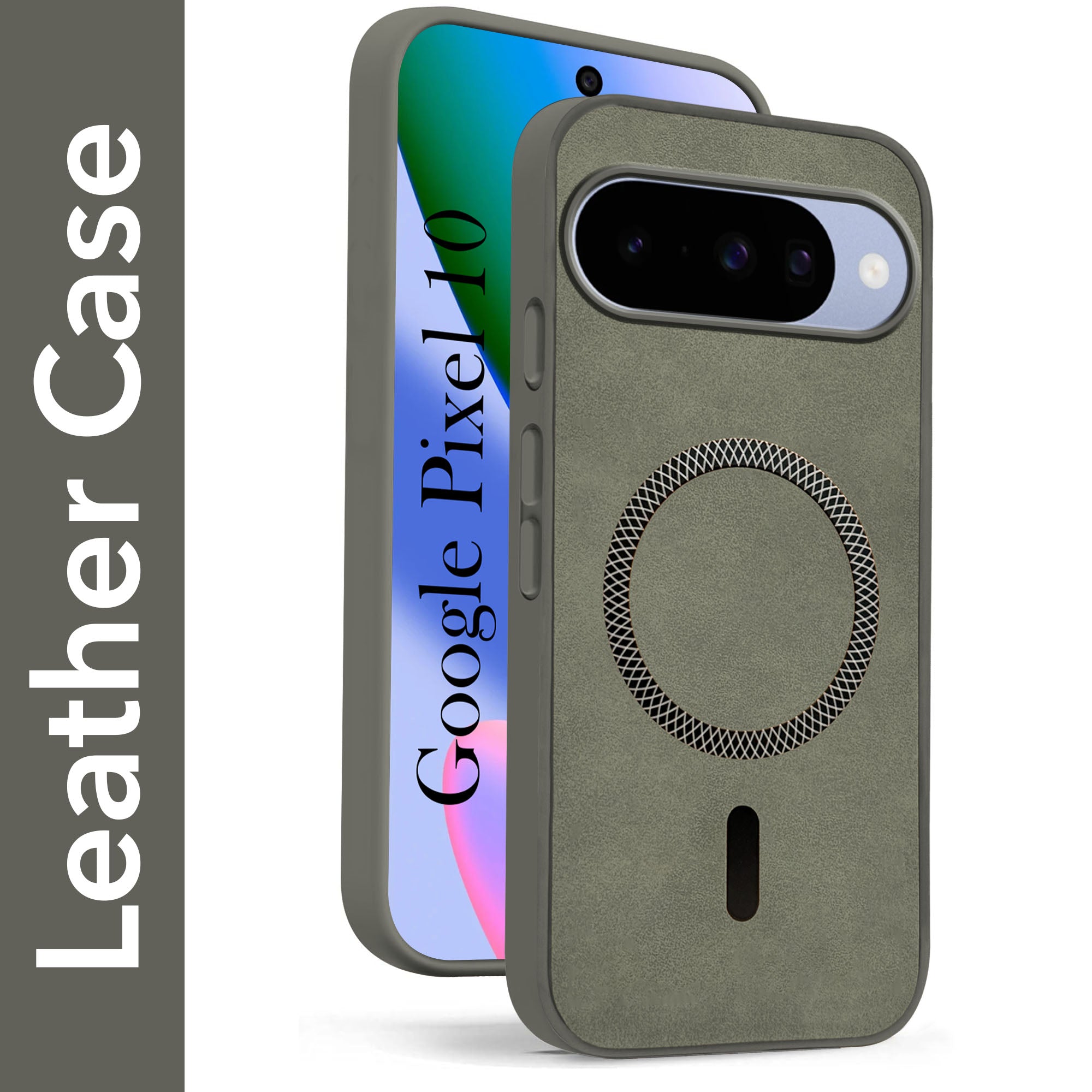 For Google Pixel 10 Back Cover Case Leather Finish (MagSafe Compatible Wireless Charging | Soft Touch | Camera Bump Protection)