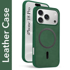For Apple iPhone 18 Pro Back Cover Case Leather Finish (MagSafe Compatible Wireless Charging | Soft Touch | Camera Bump Protection)